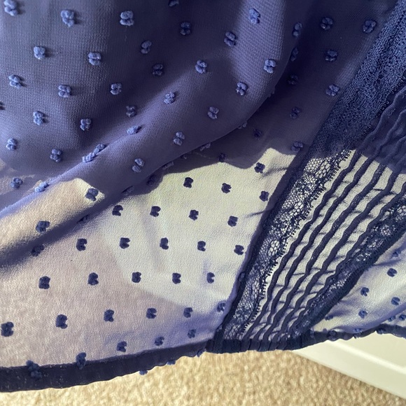 LC Lauren Conrad Blue Textured Blouse - Picture 4 of 5